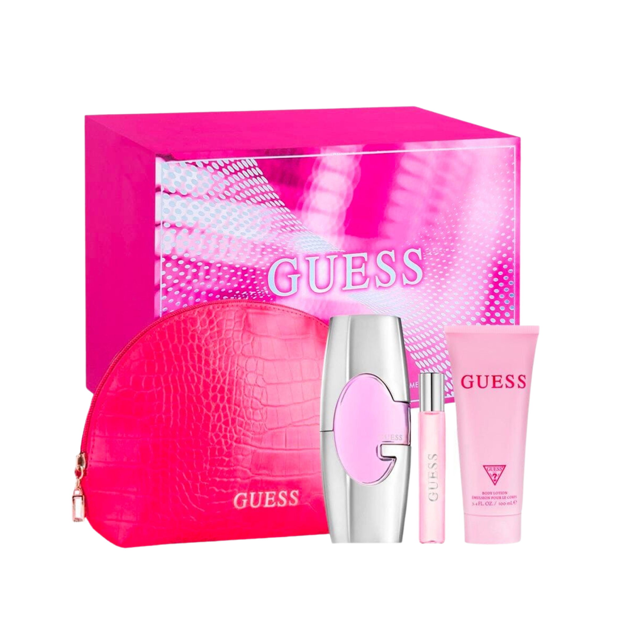 Guess Pink Eau De Parfum Gift Set with Pouch for Women Perfume