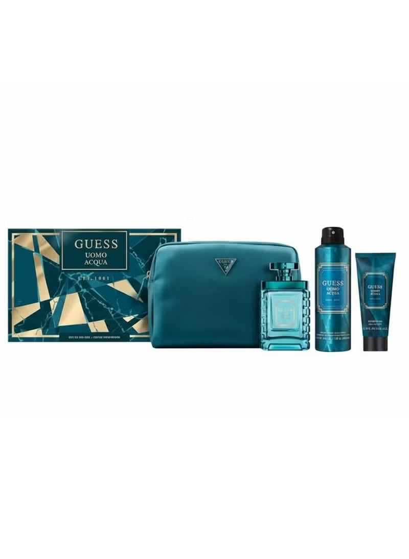 Guess Uomo Acqua Eau De Toilette 4-Piece Gift Set for Men