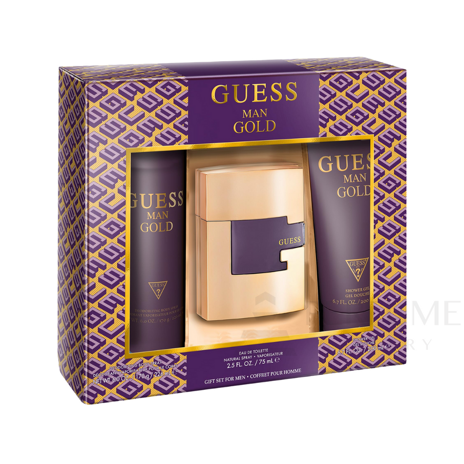 Guess Gold For Men Eau De Toilette 3pcs Set