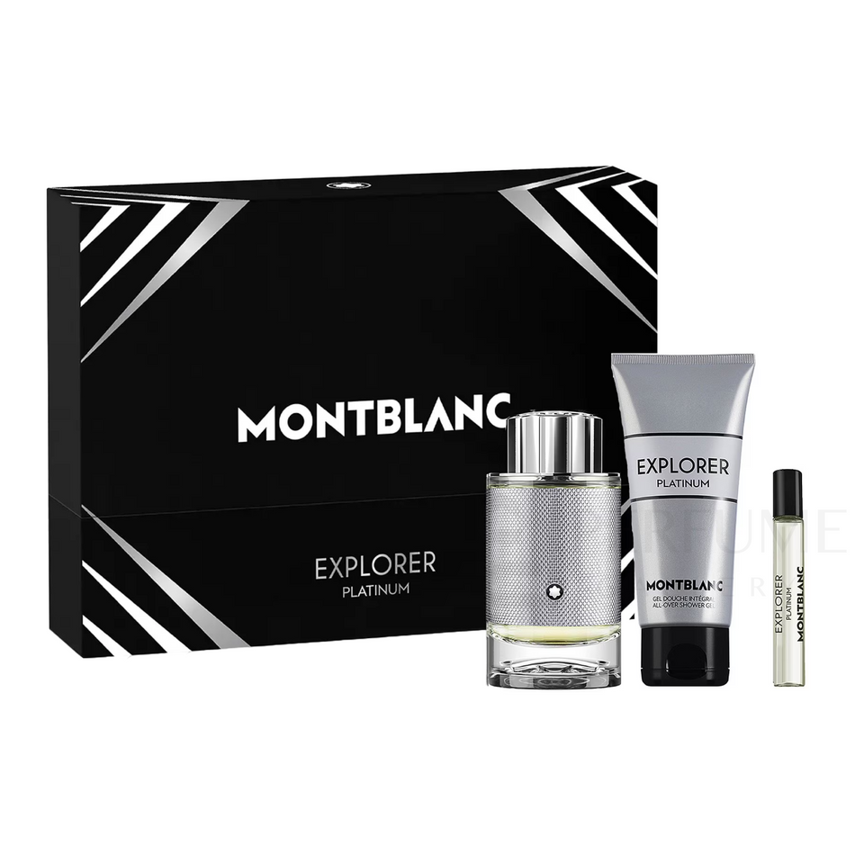 Mont Blanc Explorer Platinum Eau De Parfum For Men 3 Pcs Gift Set