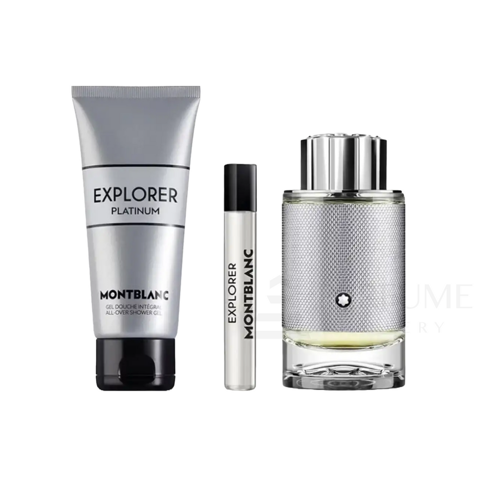 Mont Blanc Explorer Platinum Eau De Parfum For Men 3 Pcs Gift Set