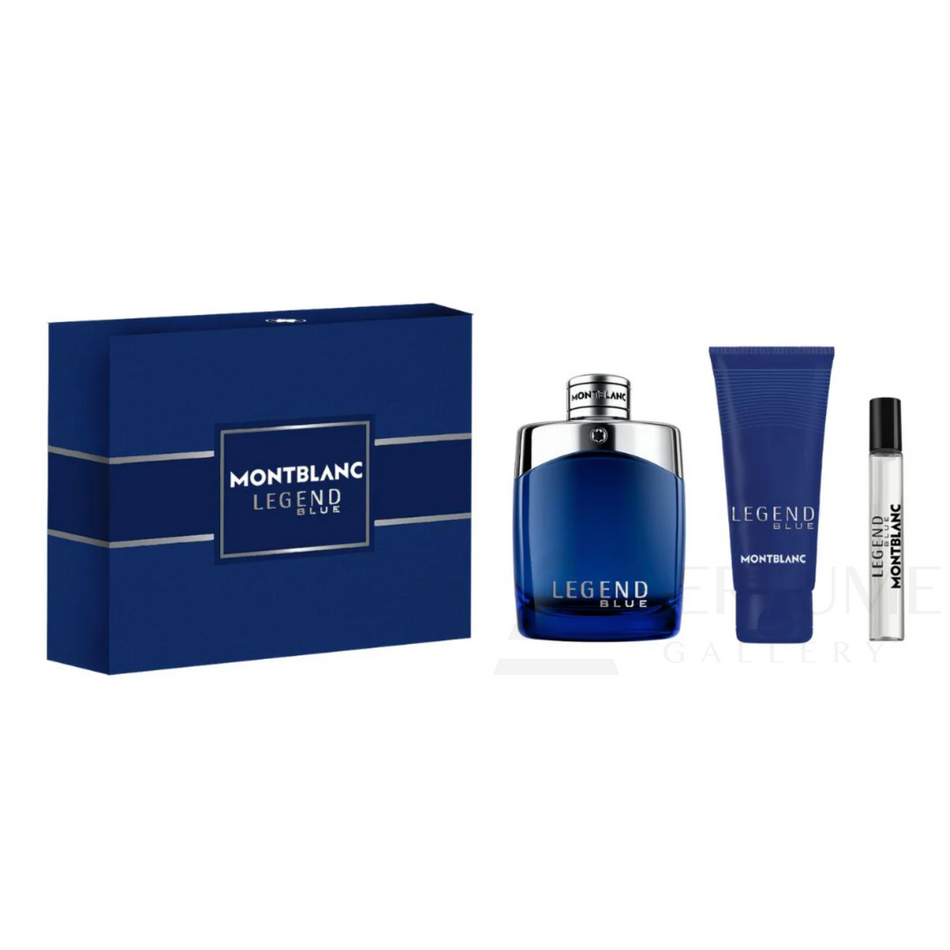 Mont Blanc Legend Blue Eau De Parfum for Men 3 Pcs Gift Set