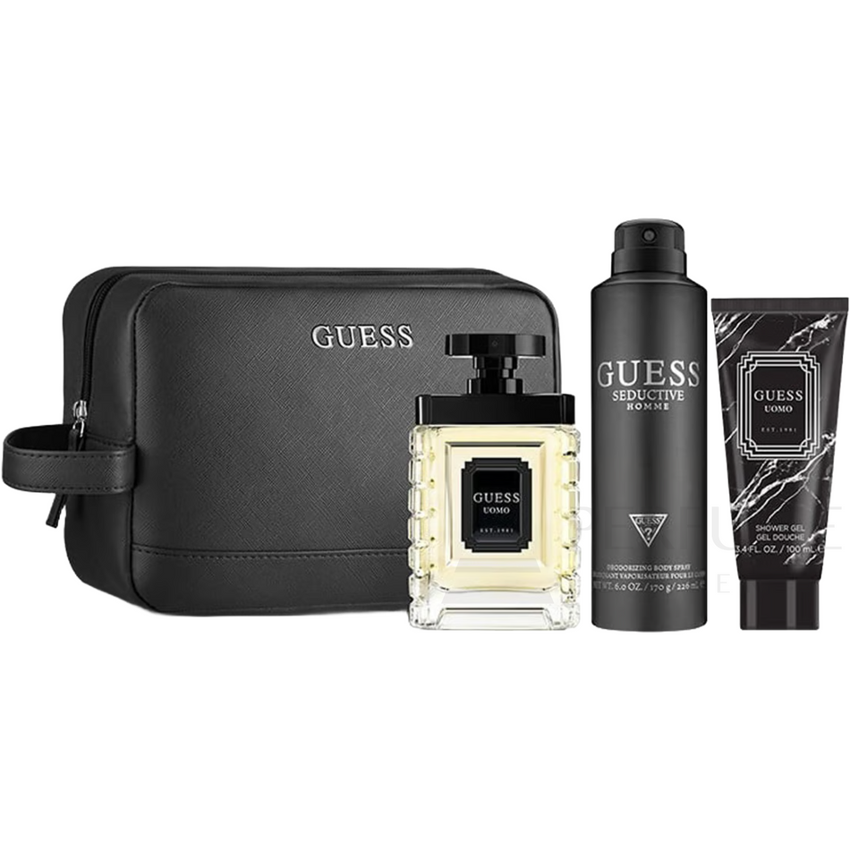 Guess Uomo Eau De Toilette 3Pcs Gift Set with Pouch For Men