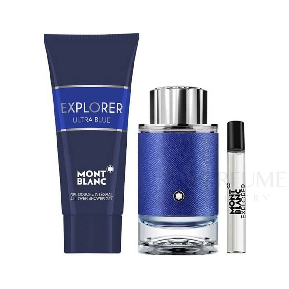 Mont Blanc Explorer Ultra Blue Eau De Parfum 3 Pcs Gift Set For Men