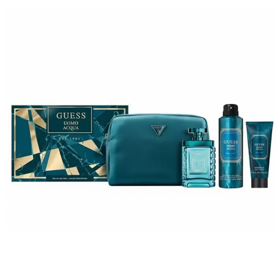 Guess Uomo Acqua Eau De Toilette 4-Piece Gift Set for Men